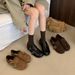 Genuine Autumn Winter Retro Woolen Fleece-Lined Mary Jane Cotton For Women With Double Buckle Design Lazy_vogvips.com