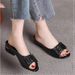 Mom's Comfortable Deep Cut Single Shoe, Anti Slip Leather Round Toe Plus Size Women's Shoes, Flat Bottom_vogvips.com