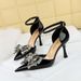 8323-H18 Style Banquet High Heels Women's Shoes Shallow Mouth Hollow Water Diamond Bow Belt Sandals_vogvips.com