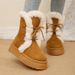 Women's Winter Snow Boots With Thick Sole - High Top Lace-Up Faux Fur Lined Warm Comfortable Shoes For Cold Weather_vogvips.com