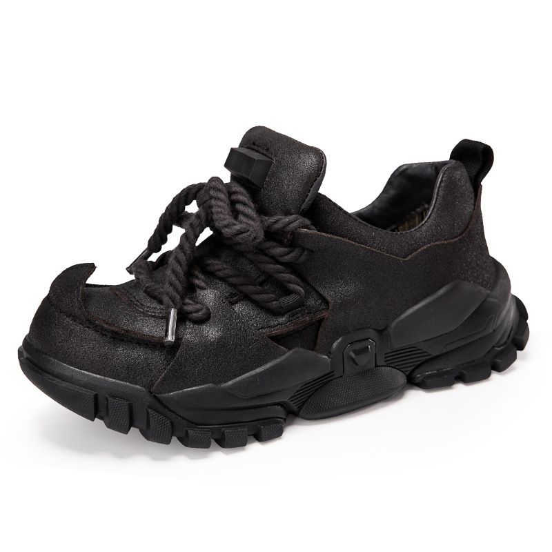 European Warm Series Dad 2025 New Style Top Layer Cowhide Big Shoes Men's Pointed Toe Low-Cut Rhino Martin Boots_vogvips.com