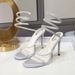 Fashion Summer Snake Twine Around Crystal Women Luxury Rhinestones Thin High Heels Gladiator Sandals Party Prom Shoes_vogvips.com