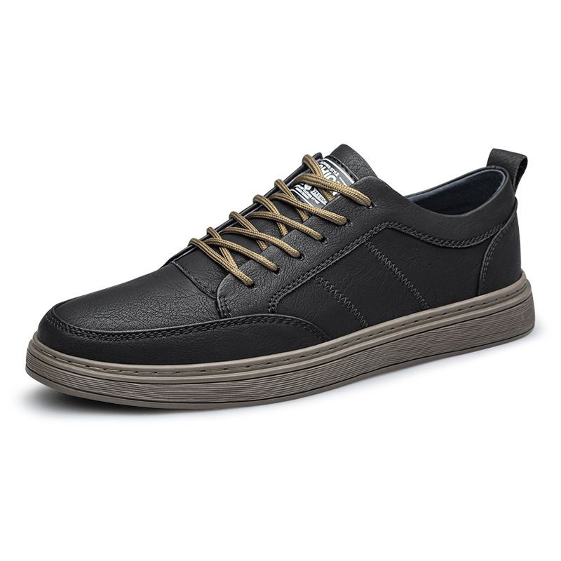 Men's Large Size Small Leather Shoes Sewing Thread Comortable And Breathable Two-layer Cowhide Sot Sole Comortable Board Shoes Leather Surace_vogvips.com