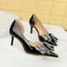 638-AH21 Korean Style Banquet Women's High Heels Stiletto Shallow Mouth Pointed Toe Side Hollow Patent Leather_vogvips.com