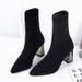 Autumn And Winter High-heeled Women's Shoes, Pointed Toe Chunky Heel Short Thin Velvet Elastic Slim Sock Boots, Martin_vogvips.com