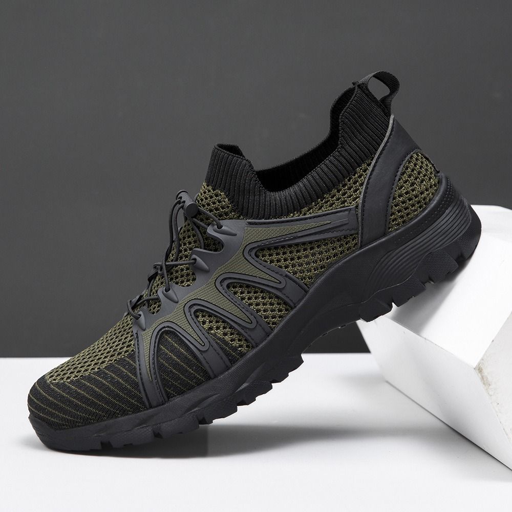 Men's Breathable Mesh Casual Shoes - New Soft Sole Water-Friendly Sneakers, Black Chunky Anti-Slip & Dirt-Resistant Shoes_vogvips.com