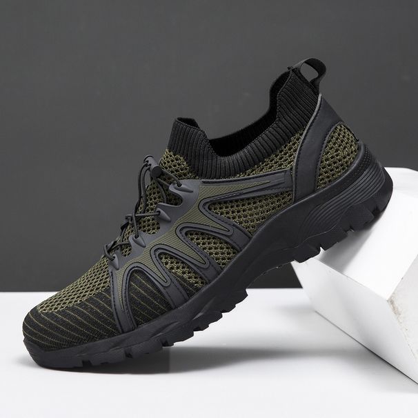 Men's Breathable Mesh Casual Shoes - New Soft Sole Water-Friendly Sneakers, Black Chunky Anti-Slip & Dirt-Resistant Shoes_vogvips.com