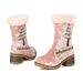 Women's Snow Boots, Red Christmas Shoes, Round Toe, Thick Sole, Thick Heel, High Heel, Thick Fur Lining, Short Boot, Warm Cotton Shoes, Short Boots_vogvips.com