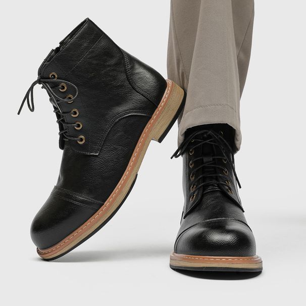 Retro Workwear Boots, English Leather Shoes, Martin Boots, High Top Shoes, Casual Leather Shoes, Goodyear High Top Leather Boots_vogvips.com