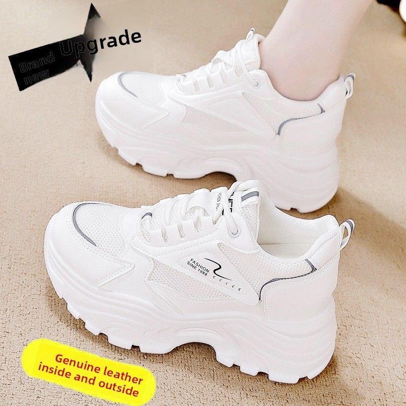 Foreign Trade Hot-Selling Height-Increasing White Sneakers For Women, Versatile Summer Dad Shoes, Breathable Casual_vogvips.com