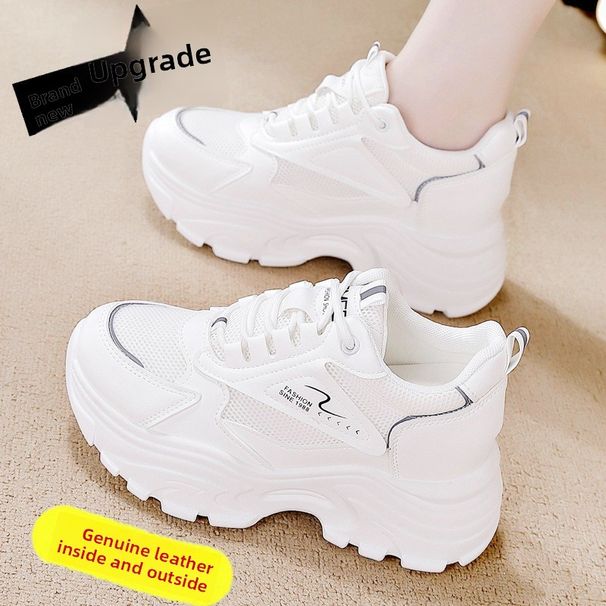 Foreign Trade Hot-Selling Height-Increasing White Sneakers For Women, Versatile Summer Dad Shoes, Breathable Casual_vogvips.com