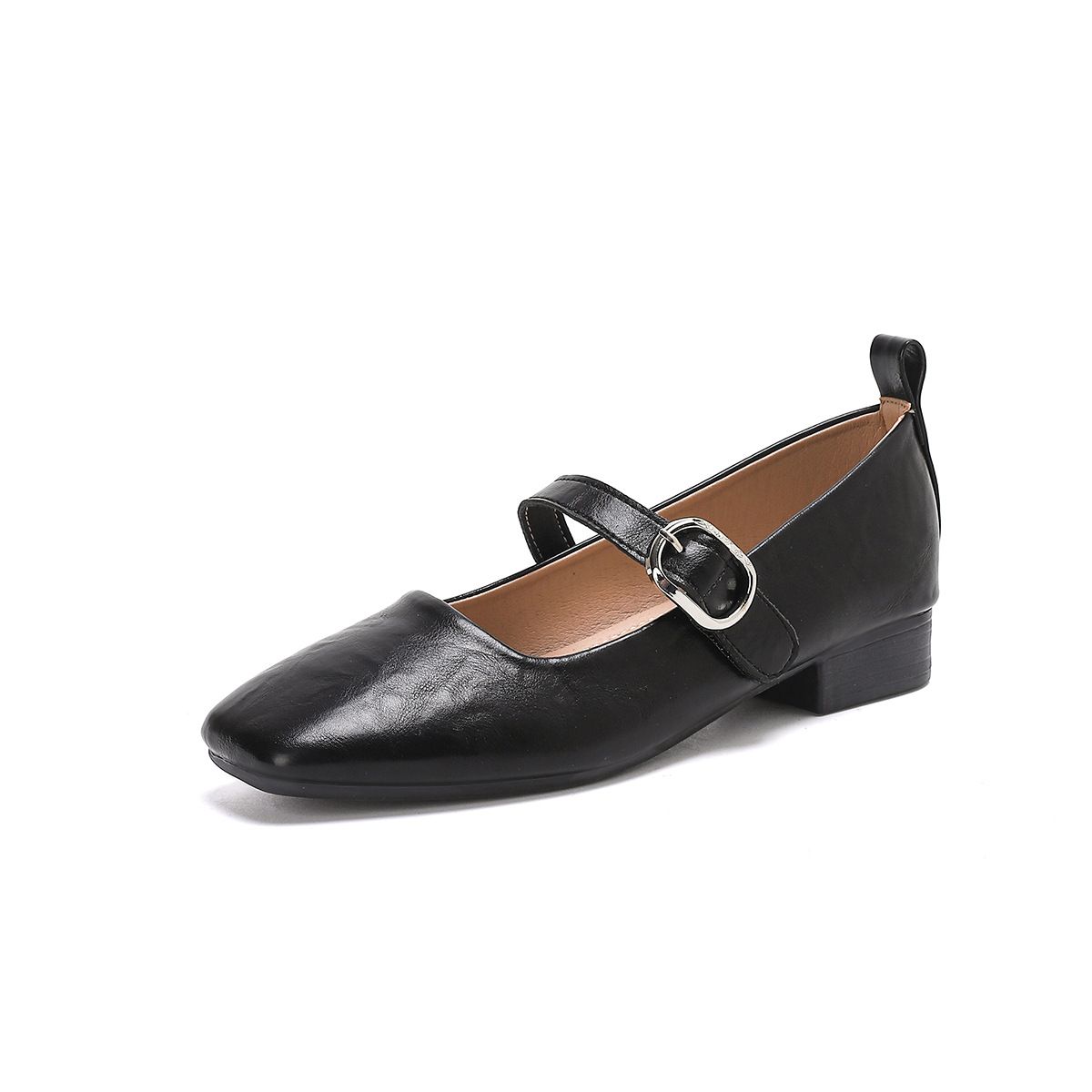 French Square Head Soft Sole Mary Jane Shoes Late Evening Breeze Word With Light Mouth Single Shoes Low Heel_vogvips.com