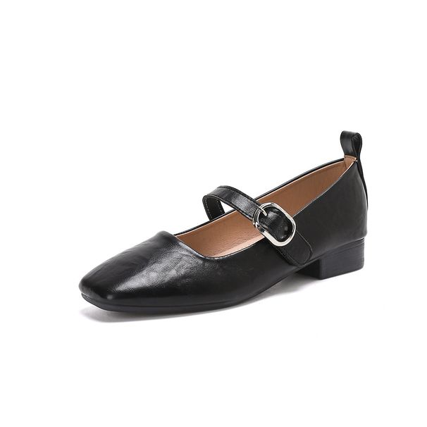 French Square Head Soft Sole Mary Jane Shoes Late Evening Breeze Word With Light Mouth Single Shoes Low Heel_vogvips.com