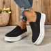 Women's Thick Soled Loafers Autumn New Style Plus Size Platform Slip On Casual Comfortable Single Shoes Size 43_vogvips.com