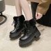 British Fleece-Lined Chunky Heel Thick-Soled Martin For Women 2024 Autumn Winter New Style Petite Slimming Lace-Up Short_vogvips.com