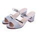 Peep Toe For Women, Chunky High Heel, 2023 Summer New Korean Style, Two-Way Wear, Fashionable Rhinestone Women's Sandals_vogvips.com