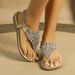 Women's Flat Sandals Bohemian Style Toe Post Slippers Large Size Rhinestone Handmade Shoes Breathable_vogvips.com