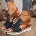 New Arrival Women's Large Size Thick Sole Peep Toe Roman Flat Sandals Buckle Strap Open Toe Casual Summer Daily Beach Walking Shoes_vogvips.com