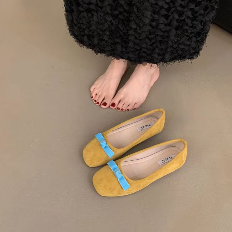 Candy Color Suede Round Head Single Shoes Women 2025 Spring And Summer New Shallow Mouth Flat Shoes Small Fragrant Wind Ballet Shoes Wholesale_vogvips.com
