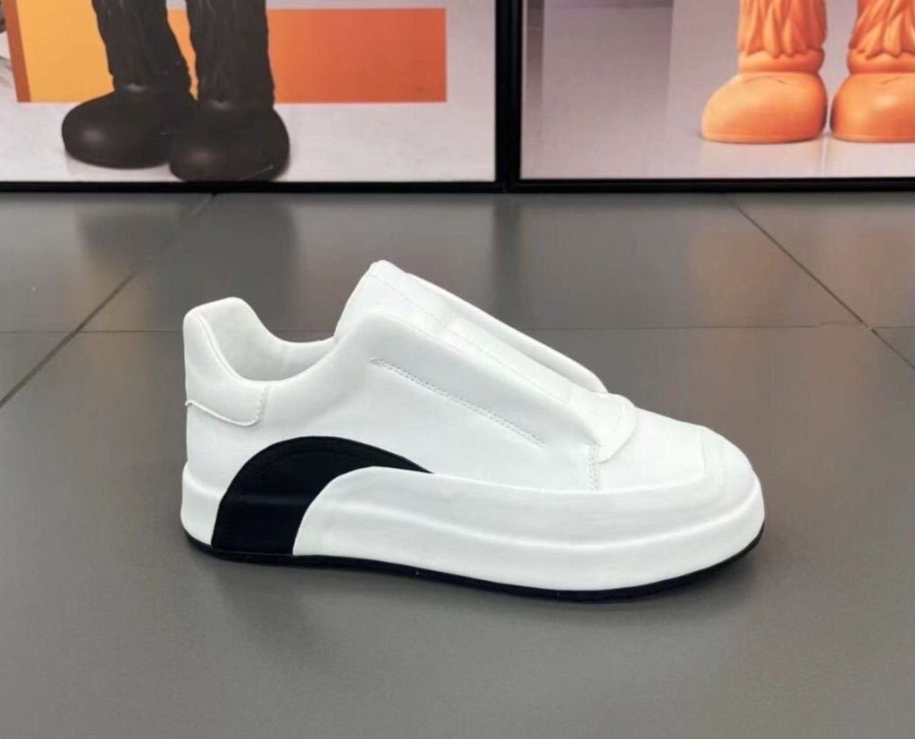 Genuine Leather White Men's Shoes Slip On Lazy Shoes Thick Sole Casual Versatile Sneakers Trend_vogvips.com