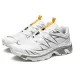 Women Minimalist And Mens White Mesh Outdoor Hiking Shoes With Black Graphic Print_vogvips.com
