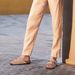 Evshine Leather Footed Clogs Sandals For Women Fashion Flat Mul Slippers With Arch Support Men Double Buckle Cork_vogvips.com