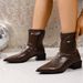 Autumn New Style Plus Size Women's British Pointed Toe Low Heel Martin Boots Slimming Slip-On Ankle Boots_vogvips.com