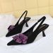 thin Heel, Light Mouth, Empty Single Shoes, Women's Design Sense, Contrasting Colors, Flower Rear Strap, High Heels._vogvips.com