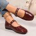 French-style Round-toe Flat New Summer 2025 Model, Single-strap Ballet Sweet Low-cut Leather Shoes, Wholesale_vogvips.com