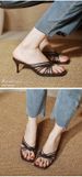 French Style Stiletto High Heel Slippers For Women, Fashionable Outdoor Wear, 2025 New Summer Square Toe Cross Strap_vogvips.com
