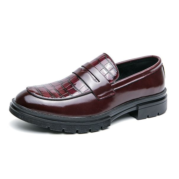 Men's Classic Slip-On Dress Shoes – Shiny PU Leather Formal & Casual Shoes For Wedding, Office & Business Occasions (Black & Burgundy, Sizes 38-46)_vogvips.com