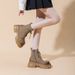 British Style Thick-Soled Colored Martin For Women, New Autumn And Winter Genuine Leather Boots, Petite Casual Yellow_vogvips.com