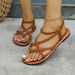 Women's Shoes Spring And Summer Large Size Women's Flat Sandals Simple Fashion Clip Toe Strap Sandals_vogvips.com