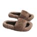 Y2K Punk Style Faux Fur Slippers - Cozy PVC Indoor Slides For Women & Men, Soft Plush Home Shoes, Trendy Gothic Fashion Footwear_vogvips.com