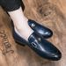 New Fashion Men's British Black Business Casual Loafer Shoes Daily Driving Office Leather Shoes One Foot Pedal Lazy Brown Banquet Dress Wedding Men's_vogvips.com
