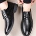 Men's Breathable Perforated Leather Sandals - Comfortable & Durable Black Business Casual Shoes For Summer_vogvips.com
