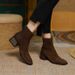 Short Autumn Winter New Square Toe Slim Chunky Heel Back Zipper Fashion Women's Artistic Boots_vogvips.com