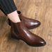 Men's Chelsea Boots Winter Faux Leather Slip-On Boots With Fleece Lining, Fashion Pointed Toe Low Heel Ankle Boots For Casual & Dress_vogvips.com