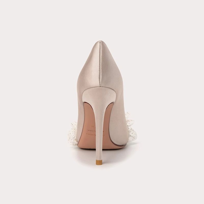 Wedding Shoes Main Wedding Dress Bridal Shoes High Heels Bridesmaid Shoes Wide Feet Fat Large Size Women's Shoes 41 To 43 Stiletto_vogvips.com