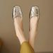 French Style Silver Mary Jane Shoes For Women, Shallow Mouth, Style, Gentle And Elegant Ballet Flats, Versatile_vogvips.com