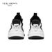 Men's Two-Tone Leather Chunky Platform Sneakers, Soft Pigskin Sponge Insole Breathable Mesh Interior Non-Slip Rubber Outsole Daily Casual Footwear_vogvips.com