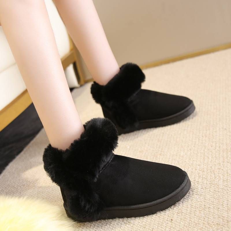 Women's Winter Snow Boots - Suede Short Boots With Fleece Lining For Cold Weather (Korean Style)_vogvips.com