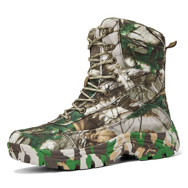New Outdoor Training Men Tactical Boots High-Top Desert Shoes Camouflage Combat Hiking Boots Camoufcage Boots_vogvips.com
