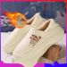 Fleece-Lined Slippers For Men, Autumn Winter, Warm Soft Sole, Indoor And Outdoor Waterproof Thickened Cotton Shoes_vogvips.com