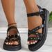 Cross-border Plus-size Studded For Women, 2026 Summer New Fashion Versatile Outdoor Flat Roman Sandals Beach Shoes_vogvips.com