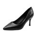 MTX 357-8 Flight Attendant High Heel Women 2025 New Pointed Toe Stiletto Profeional Single Work Formal Black Leather_vogvips.com