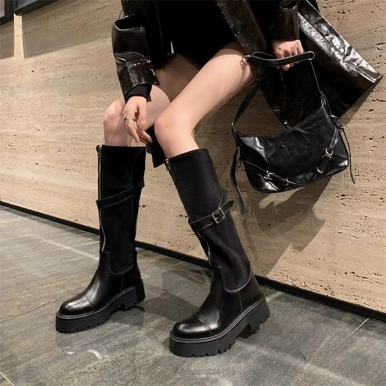 Vintage Double-wear Snow Boots For Women, New Style For Autumn And Winter 2025, Thick Heel, Lined, Knee-length Boots, Suede High Boots, Riding Boots_vogvips.com