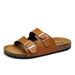 Bebealy Men's Slippers Summer Retro Open-toe Slippers With Double Duckles Fashion Outdoor Couple Slippers Injection Molded Shoes_vogvips.com