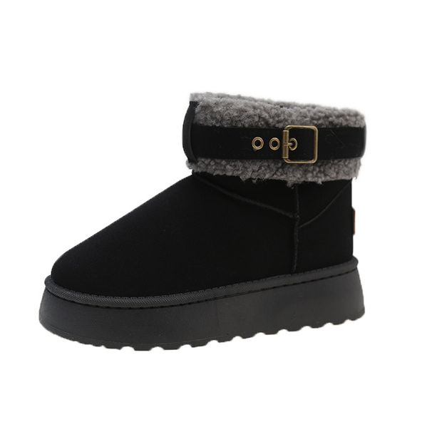 Women's Snow Boots With Fleece Thickened Winter Muffin Thick-soled Warm Short Boots Cotton Shoes_vogvips.com