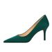 7236-8 Fashionable And Minimalist Slimming Women's Shoes With Thin Heels, Shallow Mouth, Pointed Suede Single Shoes,_vogvips.com
